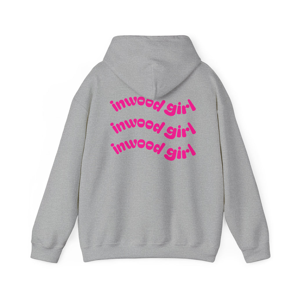 Inwood Girl Hoodie – Retro Pink Wave Back Print Hooded Sweatshirt