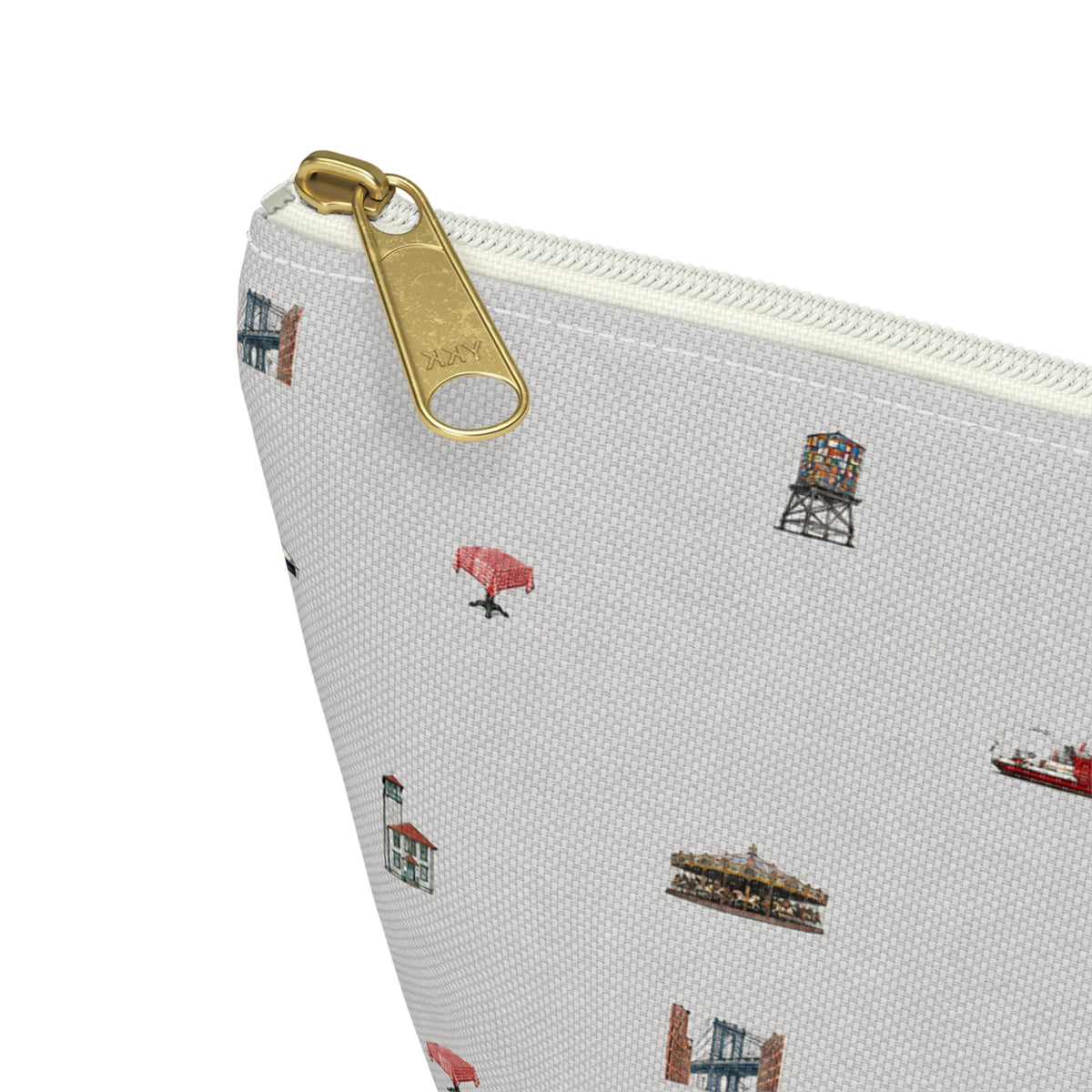 Icons of DUMBO Heather Gray Accessory Pouch — T-Bottom Makeup Bag