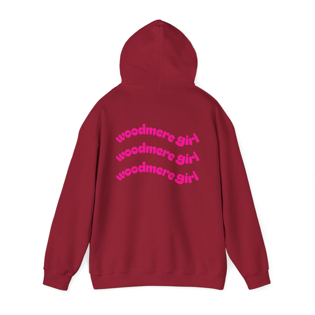 Woodmere Girl Hoodie – Retro Pink Wave Back Print Hooded Sweatshirt