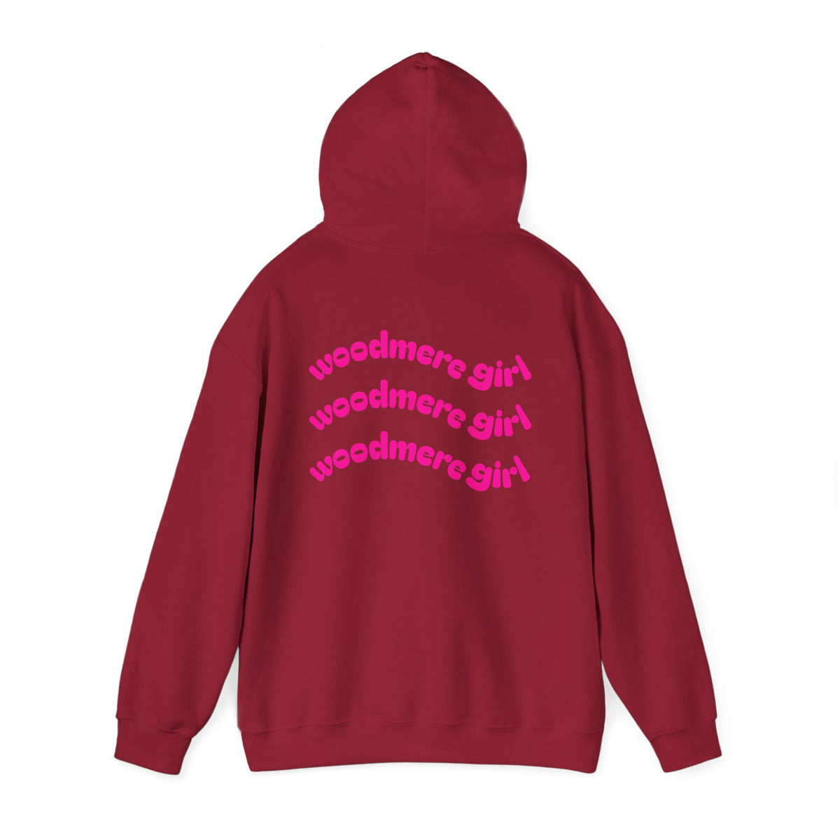Woodmere Girl Hoodie – Retro Pink Wave Back Print Hooded Sweatshirt