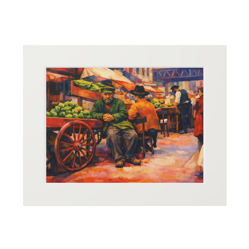 Colorized Historic Lower East Side 3 | Old New York Street Vendor Mat Frame