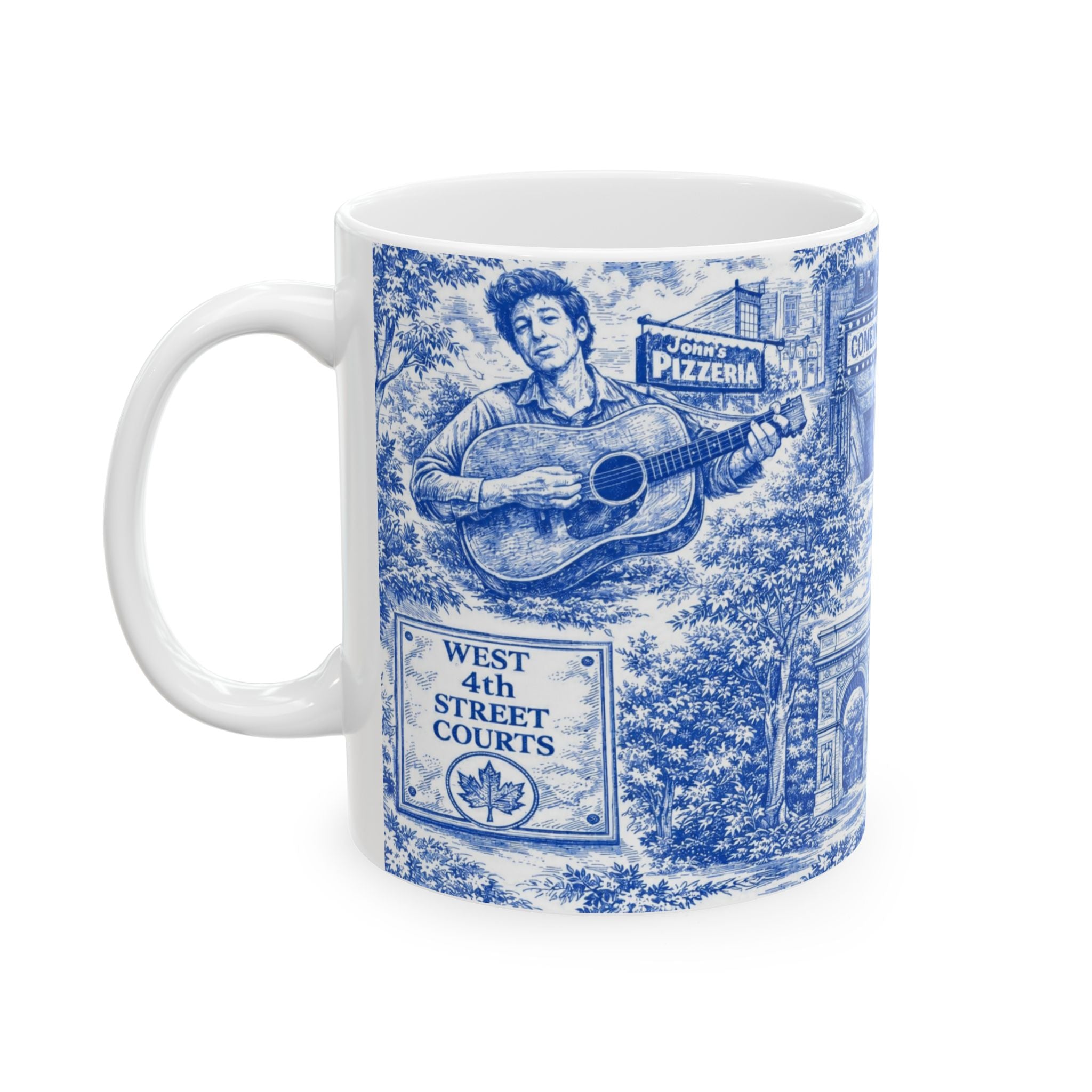 Greenwich Village Blue and White Toile de Jouy Mug | NYC Chinoiserie Ceramic Coffee Cup