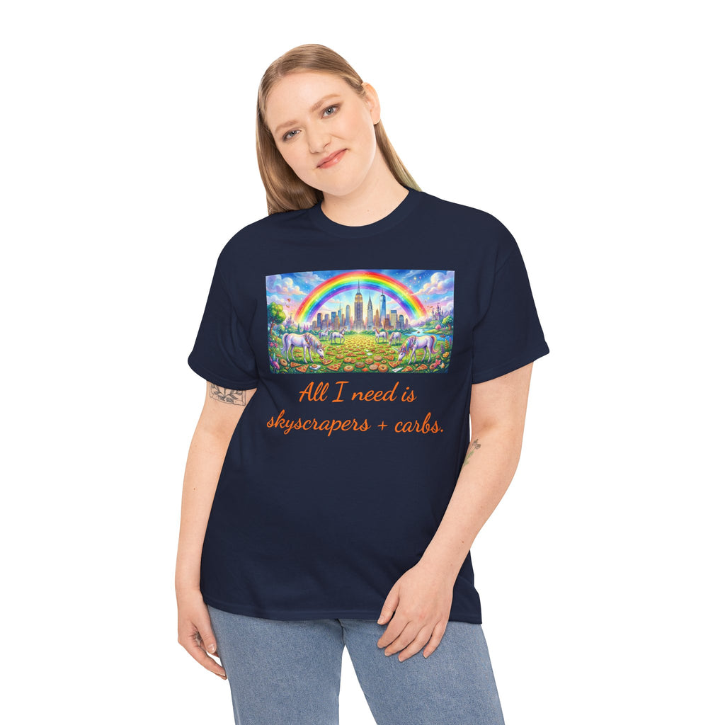 NYC Skyscrapers and Carbs T-Shirt | New York Is a Fairy Tale City Tee