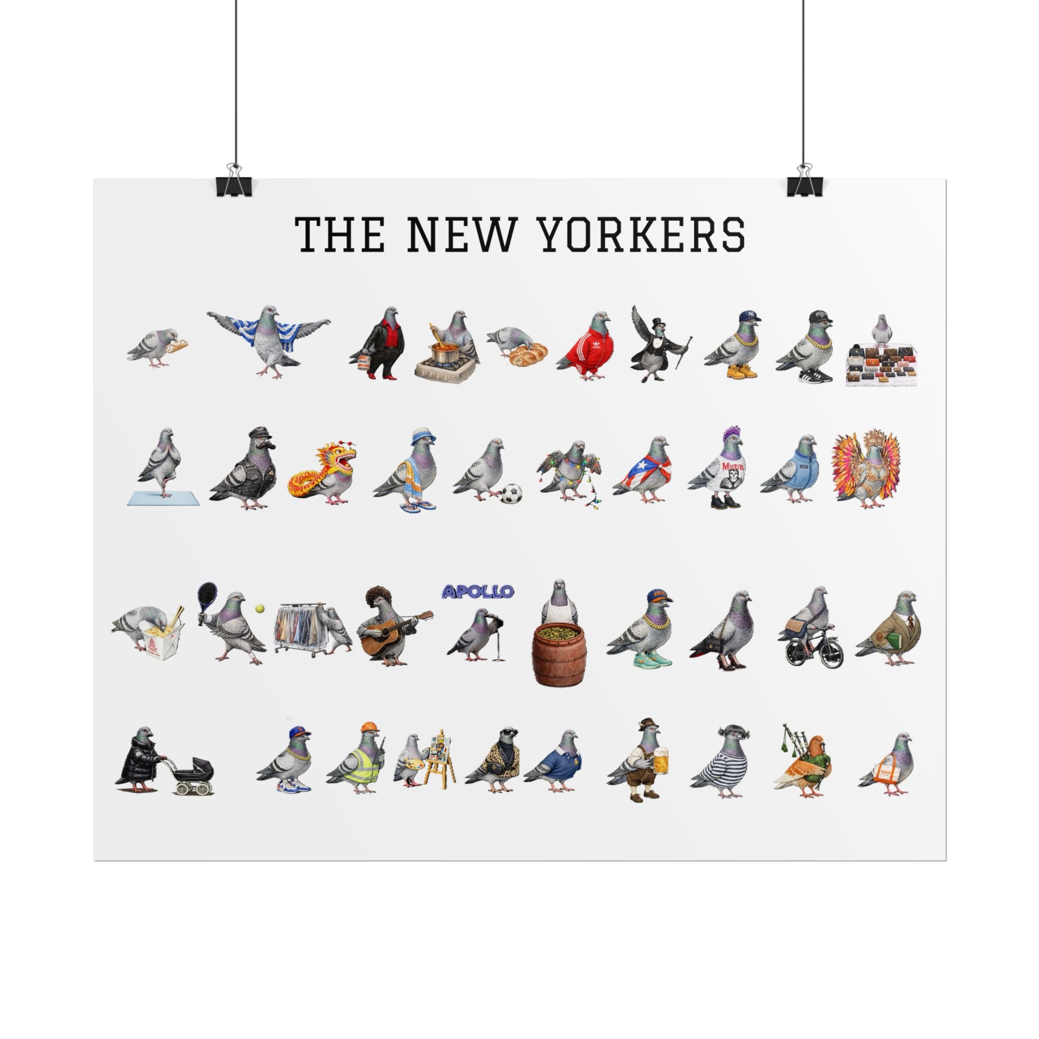The New Yorkers Neighborhood Pigeons Rolled Poster | NYC Pigeon Gift for Bird Lovers