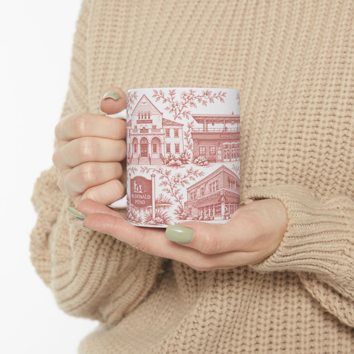 Rockville Center Red Toile de Jouy 11 oz Mug