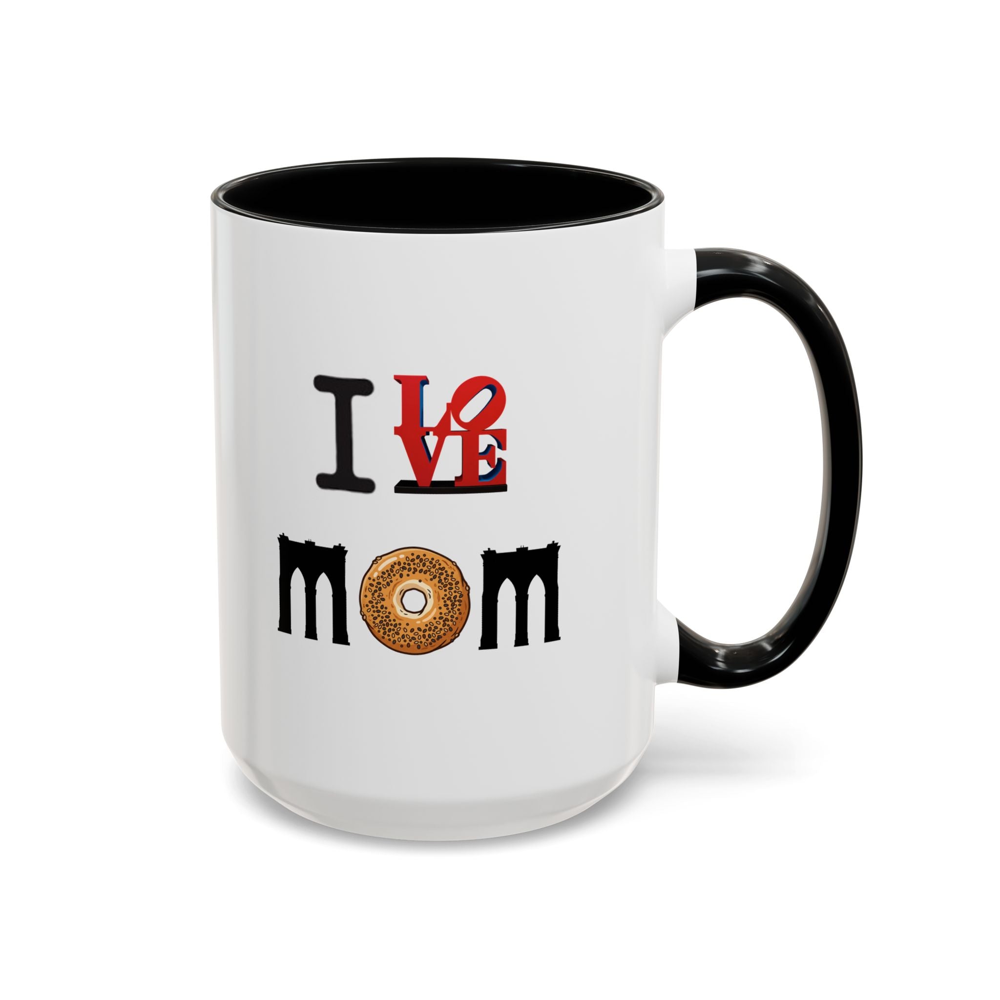 I Love NY Mom Mug | I Love Mom Mother's Day Bagel Brooklyn Bridge Accent Coffee Mug 11oz