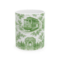 San Francisco Green Toile de Jouy Ceramic Mug — Vintage Cable Car & Palace of Fine Arts Design (11oz)