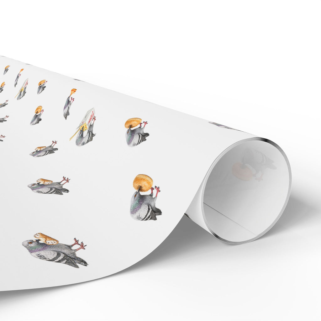 Foodie NYC Pigeons Pattern Gift Wrap Paper | New York Food Influencer Bird Lover Wrapping Paper Roll