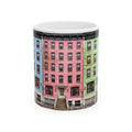 New York City Easter Brownstone Rowhouse Mug | NYC Easter Egg Colors Tenements Coffee Cup