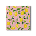 Little Italy Amalfi Pink with Lemon Ceramic Coaster — Mediterranean Lemon Pattern Drink Coaster