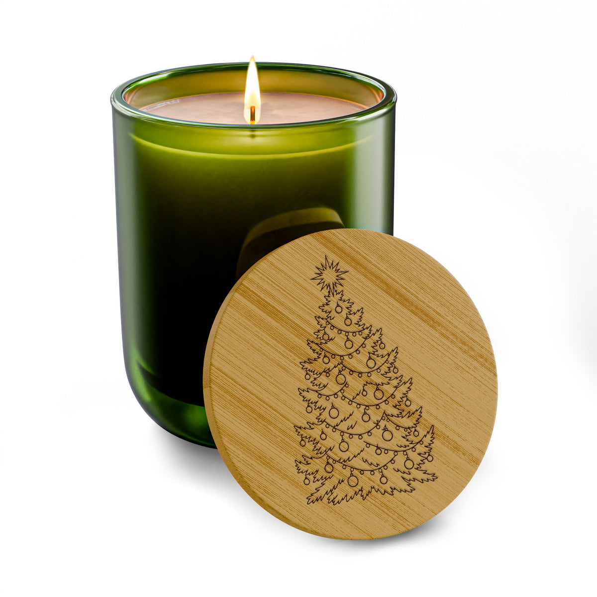 New York Christmas Tree Soy Candle 14oz - Holiday Scented Candle with Bamboo Lid
