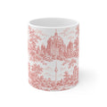 Berlin Red Toile de Jouy Mug — Ceramic Coffee Cup (11oz; Ships from Europe)