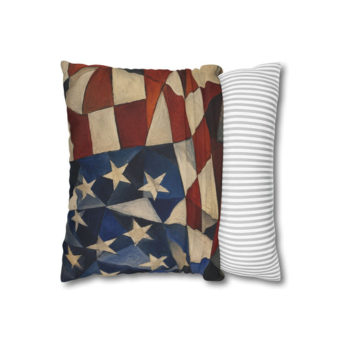 4th of July 16" x 16" Pillowcase –  America 250 Red, White and Blue Decorative Throw Pillow Cover (Pillow Not Included)