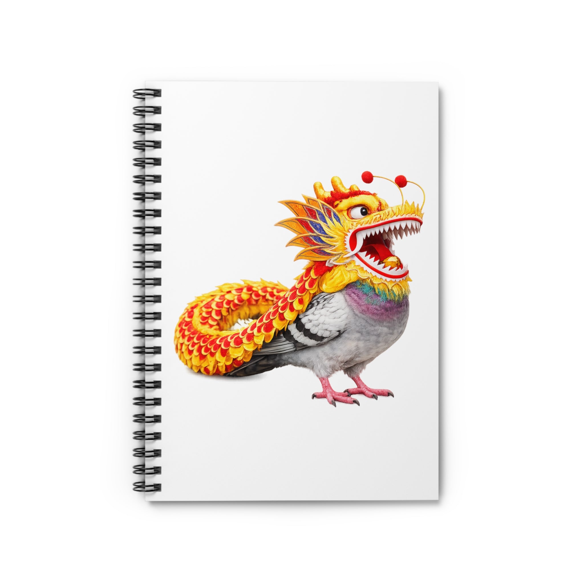 Customizable Chinatown Pigeon Spiral Journal |  Chinese New Year Parade Dragon Bird Lovers Notebook
