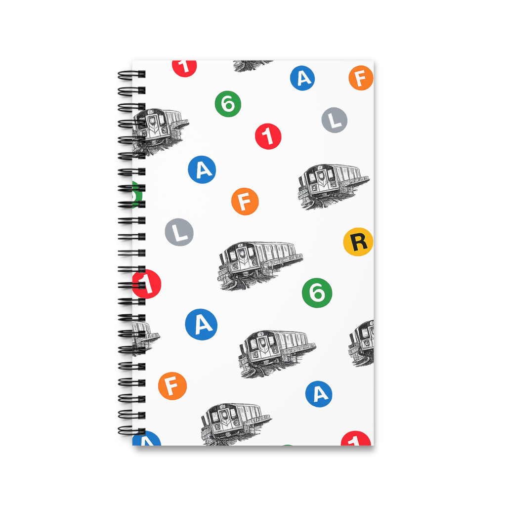 Cuaderno espiral con iconos de tránsito del metro de Nueva York | Cuaderno con diseño del metro de Nueva York