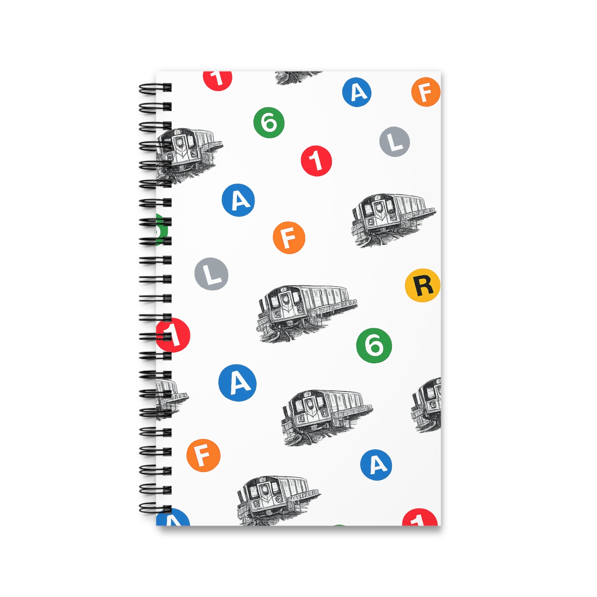 Cuaderno espiral con iconos de tránsito del metro de Nueva York | Cuaderno con diseño del metro de Nueva York