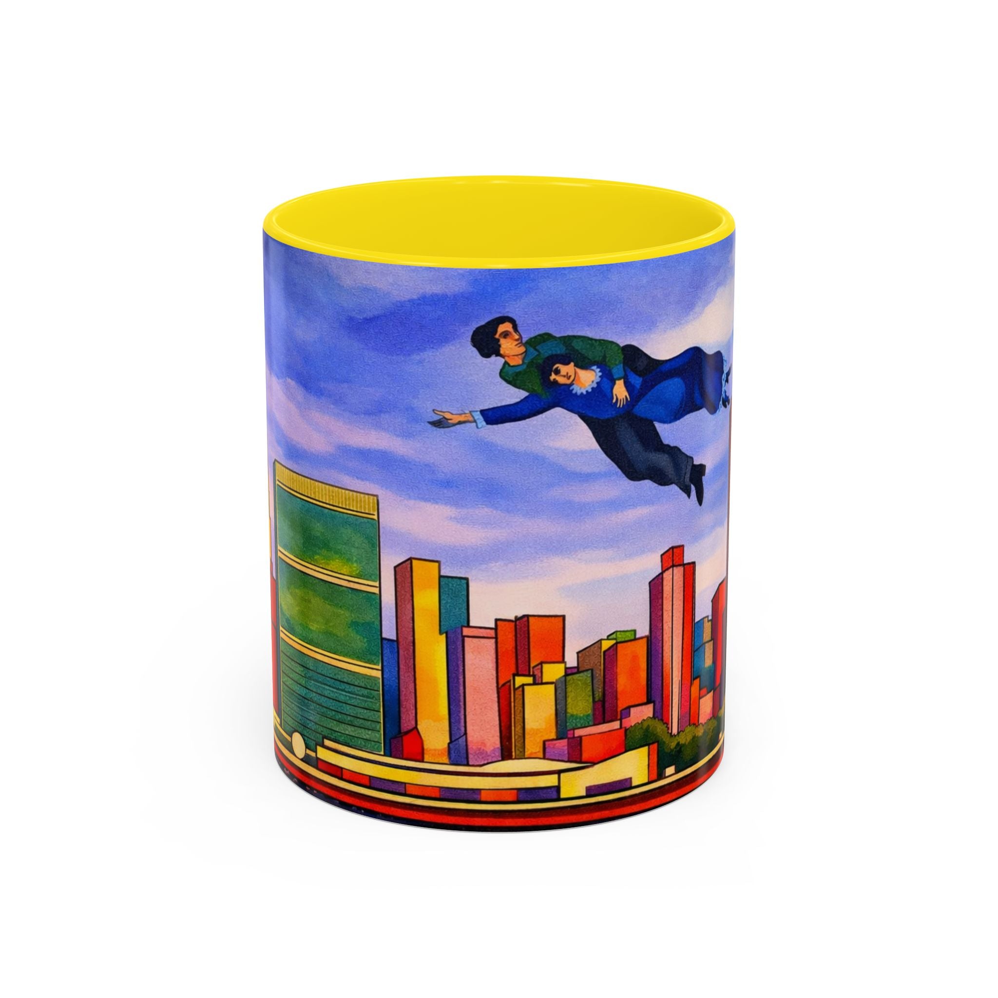Over The Town  Marc Chagall-inspired Fan Art Manhattan Skyline NYC Accent Coffee Mug