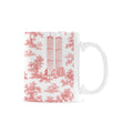 Manhattan Red Toile de Jouy Mug with Twin Towers | New York City Chinoiserie Ceramic Mug Custom White Mug (11oz)