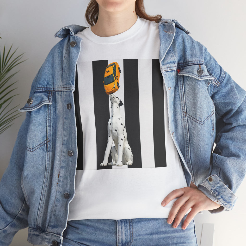 East 34th Street Dalmatian Tee — Retro Striped Dog Graphic T-Shirt