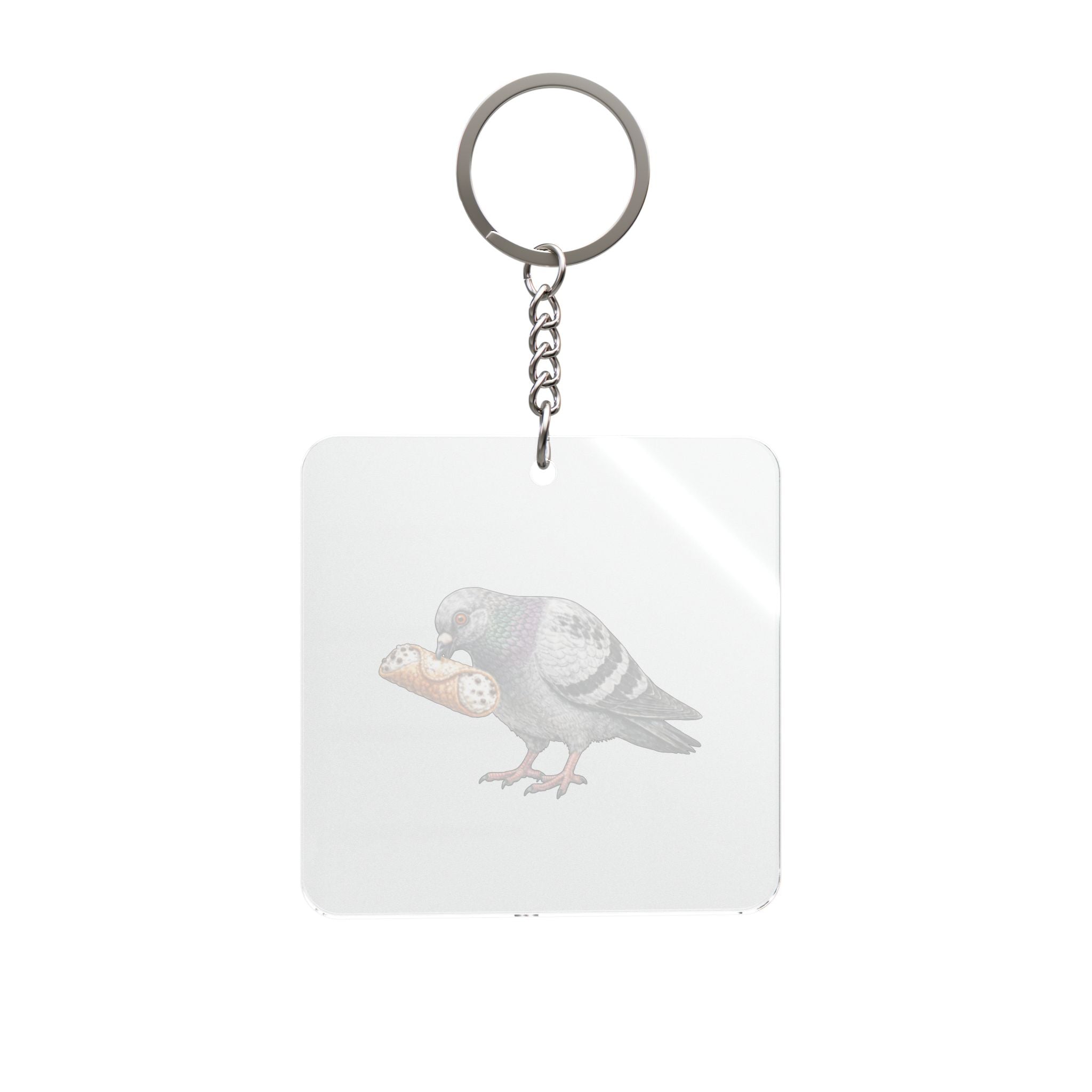 Customizable Arthur Avenue NYC Pigeon Square Keychain | Bronx Little Italy Bird Lovers Keyring Gift