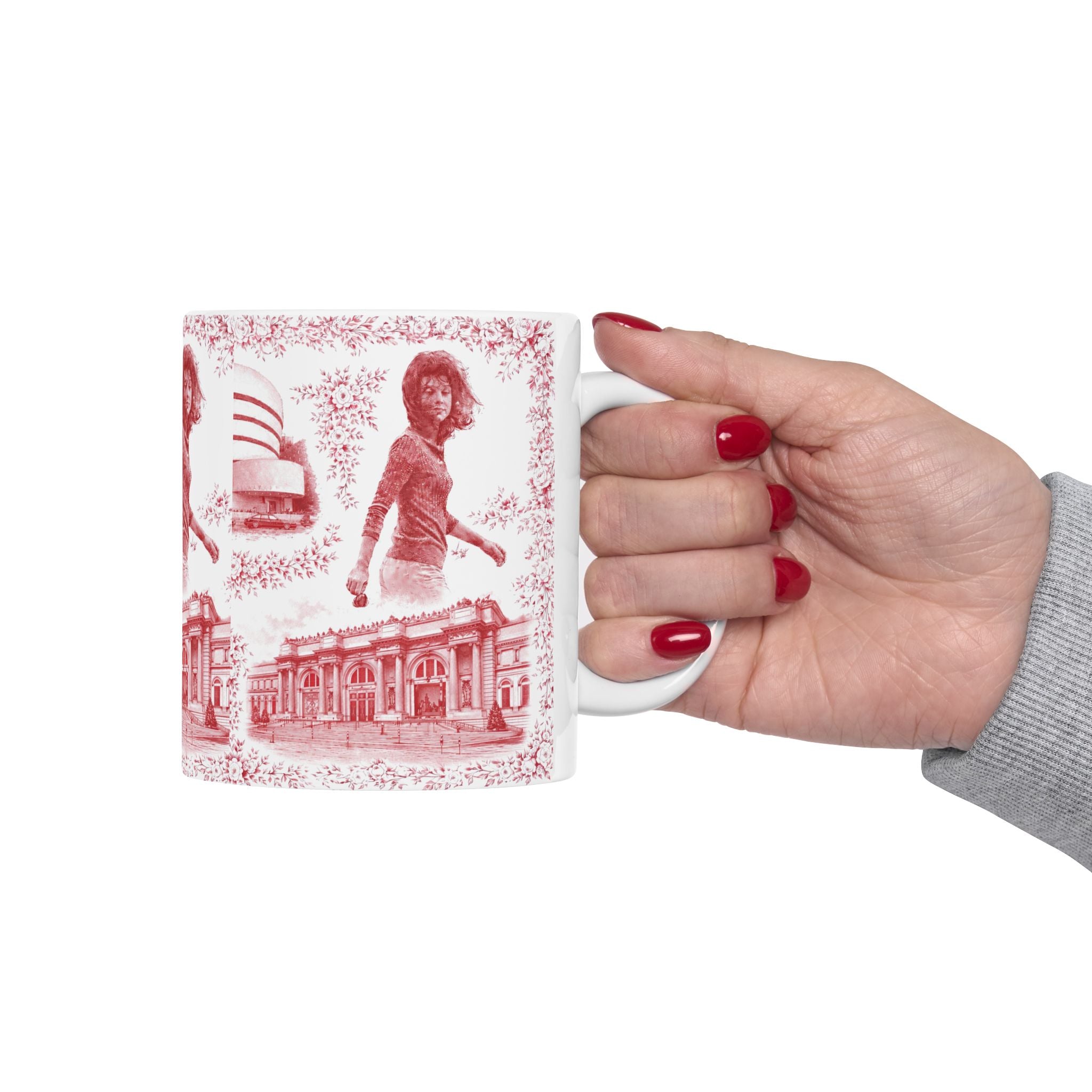 Upper East Side Red and White Toile de Jouy Mug | New York Chinoiserie Ceramic Mug