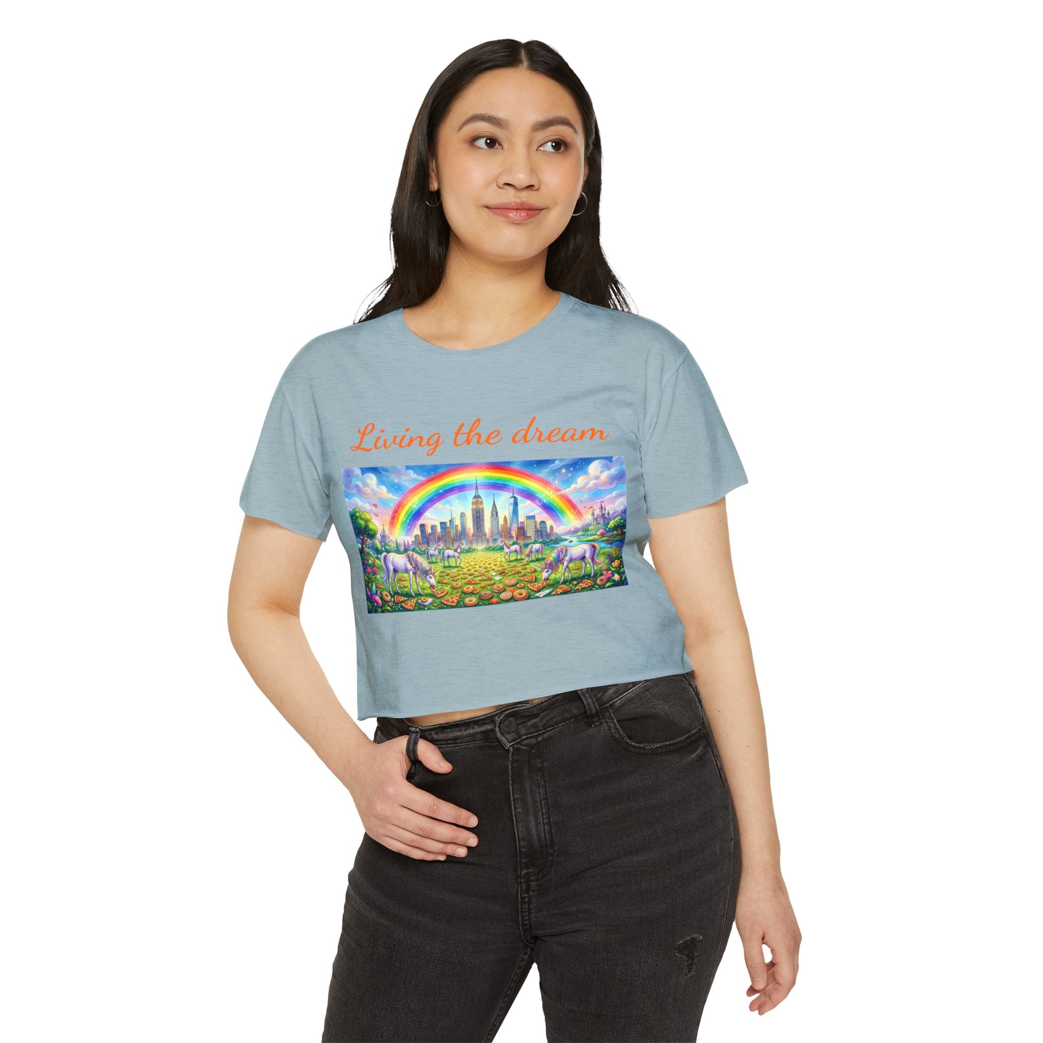 NYC Living The Dream Crop Top Tee | New York Is a Fairy Tale Tee T-shirt