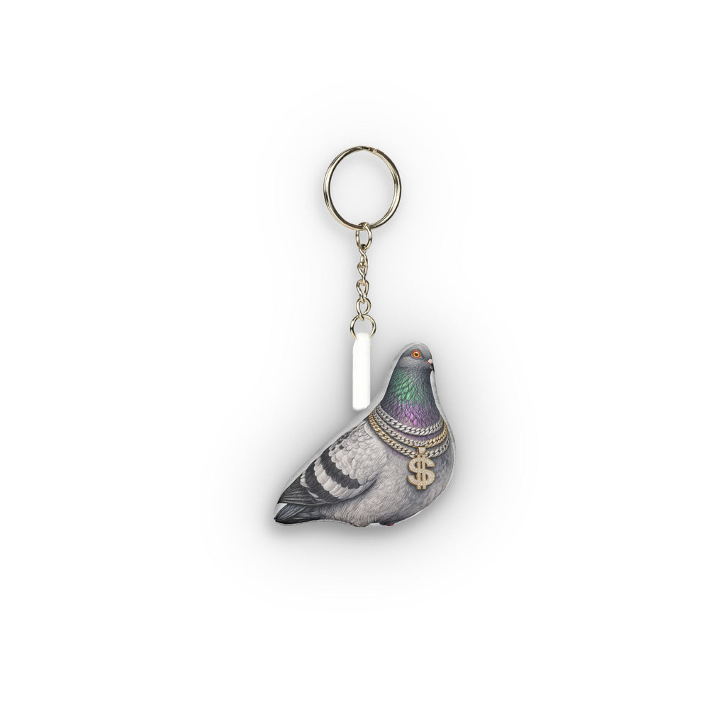 Diamond District NYC Pigeon Mini Plush Keychain | Bling Jeweler Bird Lovers Plushie Bag Charm