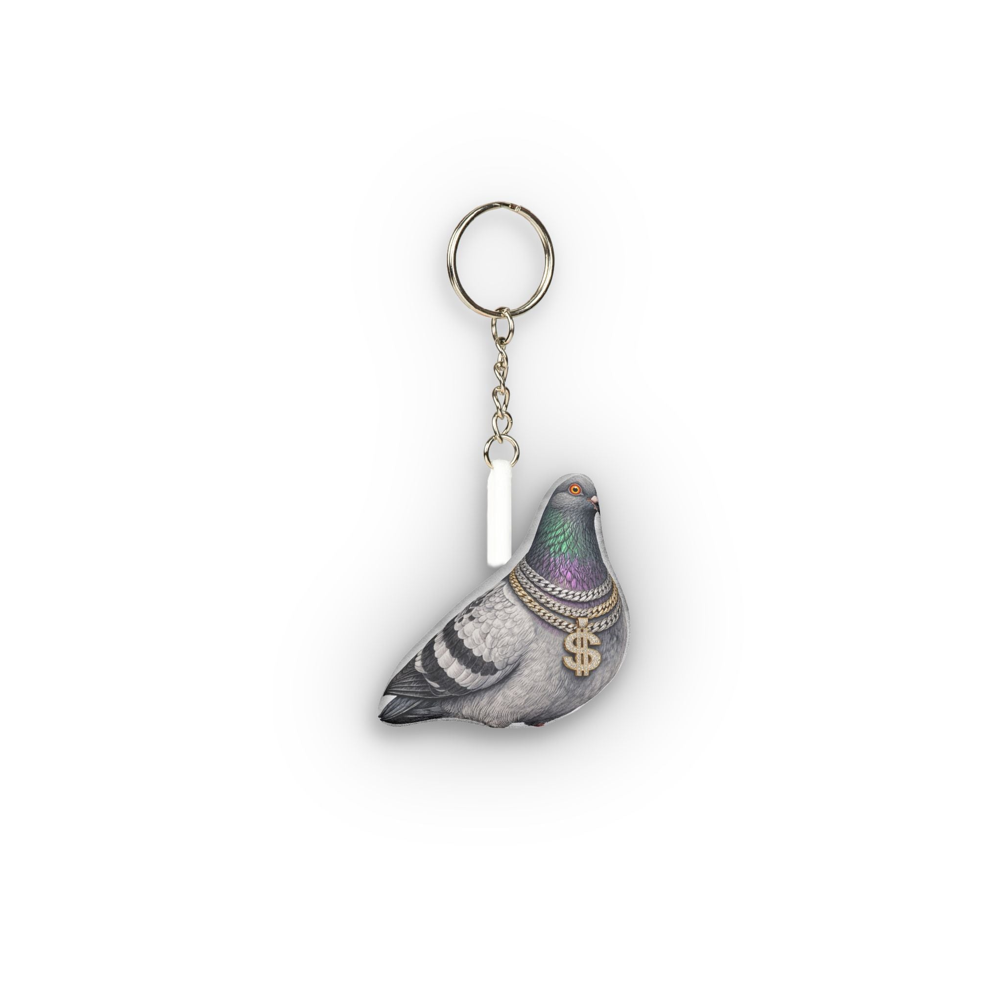 Diamond District NYC Pigeon Mini Plush Keychain | Bling Jeweler Bird Lovers Plushie Bag Charm