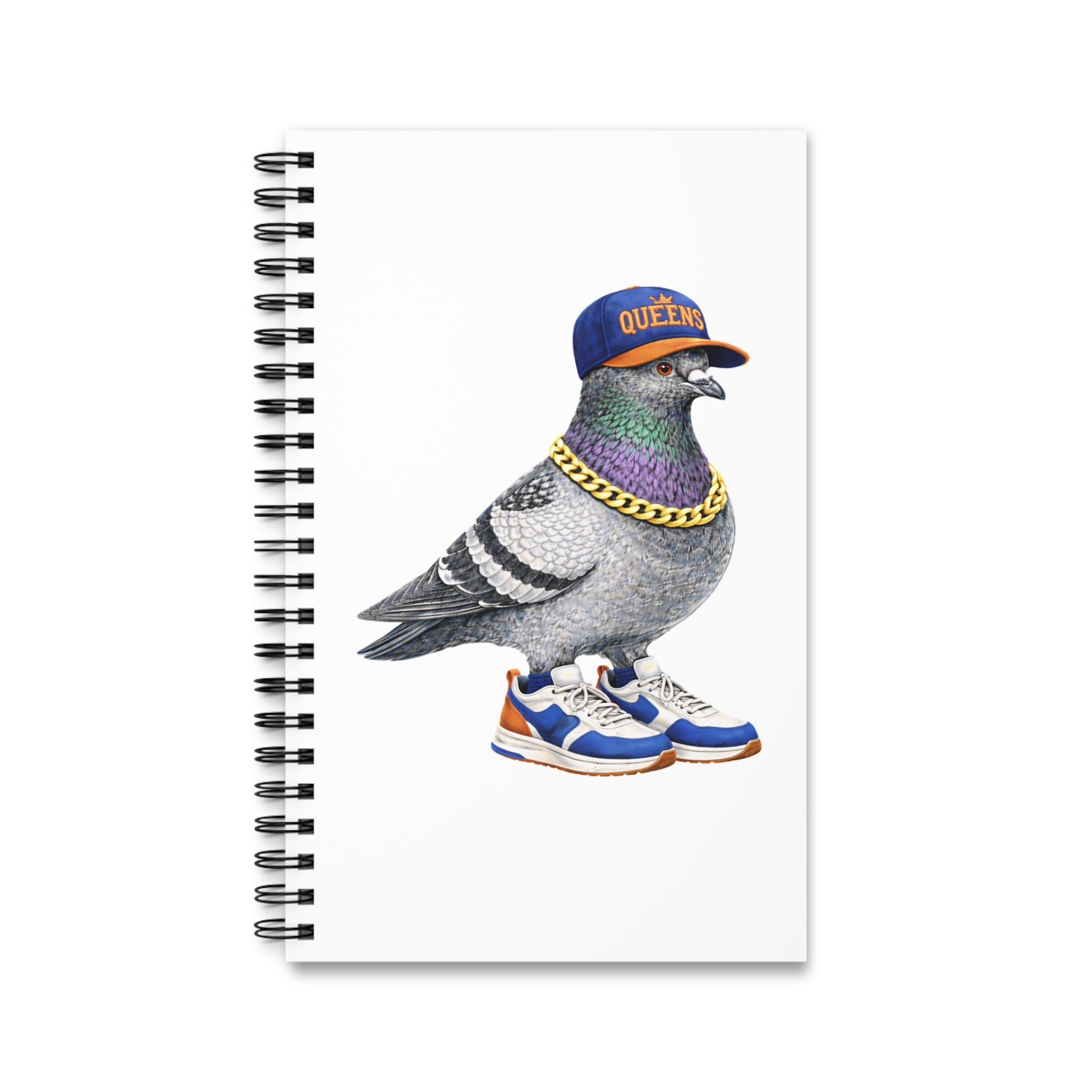 Customizable Queens NYC Pigeon Spiral Journal | New York Baseball Fan Bird Lovers Notebook