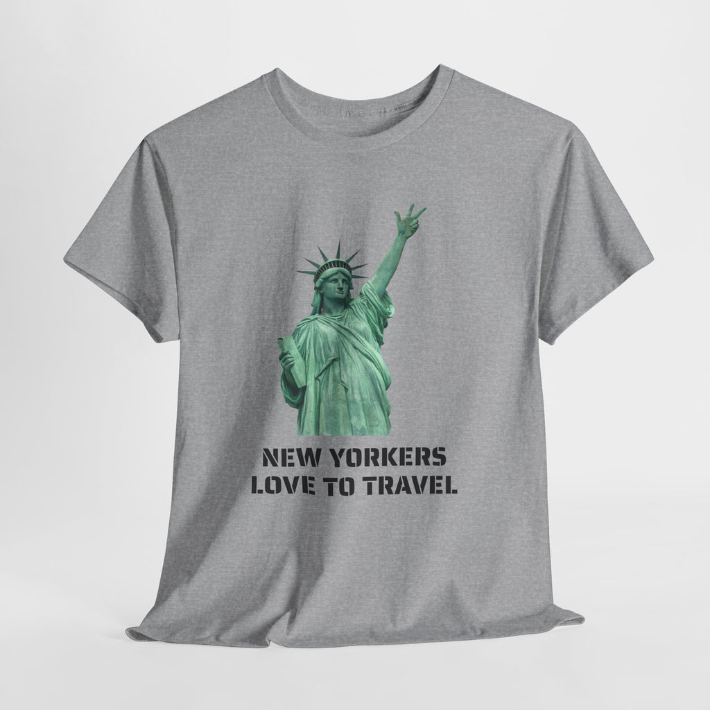 New Yorkers Love To Travel Statue of Liberty Three Points T-Shirt | NYC Jalen Brunson Basketball 3 Point Shot Tee