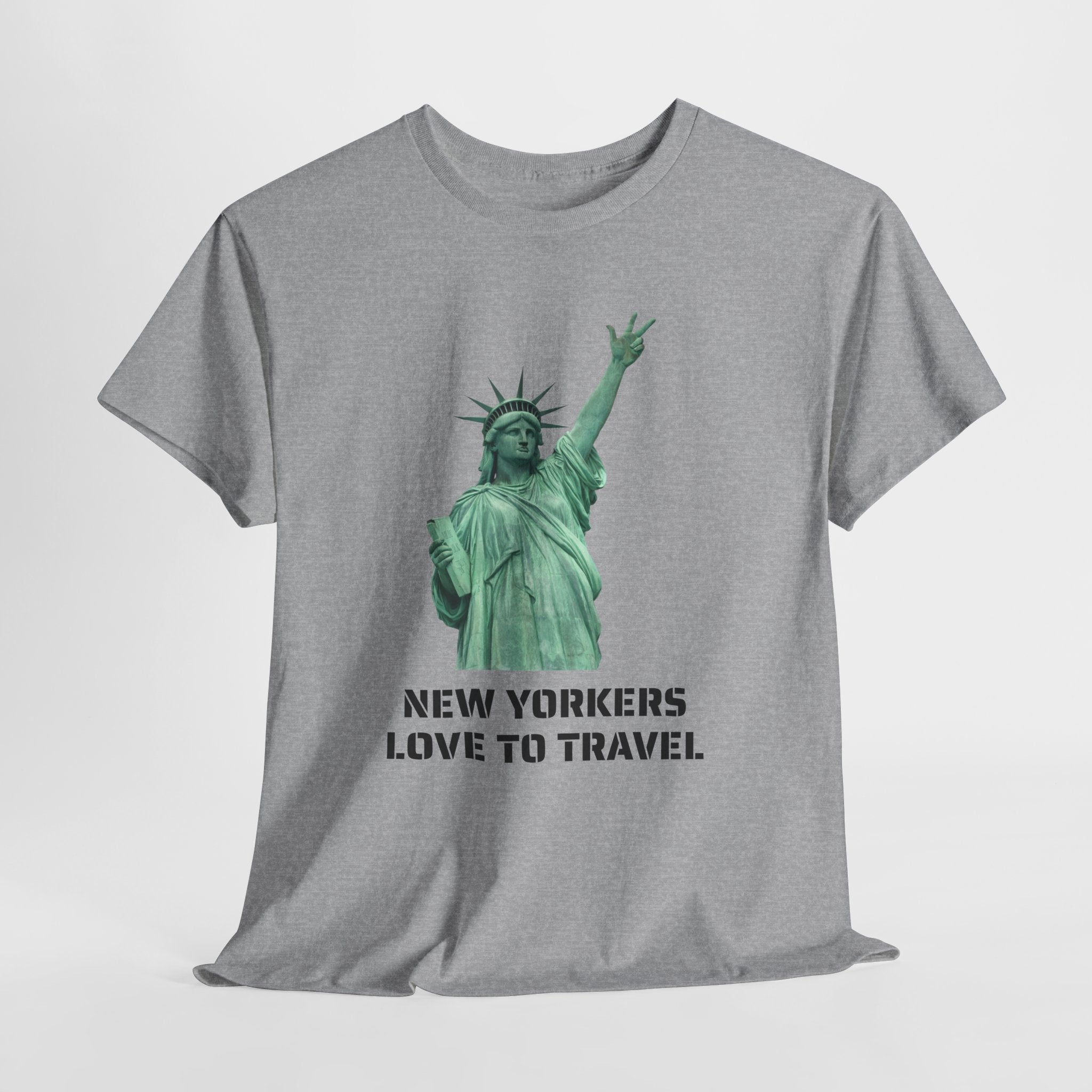 New Yorkers Love To Travel Statue of Liberty Three Points T-Shirt | NYC Jalen Brunson Basketball 3 Point Shot Tee