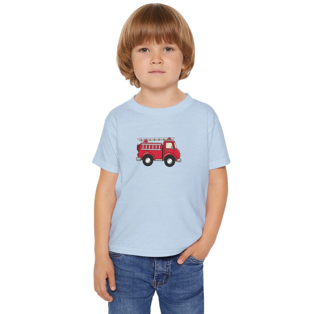 Fire Truck NYC Kids Toddler T-Shirt — New York Red Fire Engine Cartoon Graphic Childrens Tee
