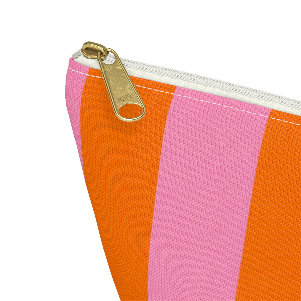Customizable Striped Accessory Pouch — Pink & Orange T-Bottom Makeup Bag 2