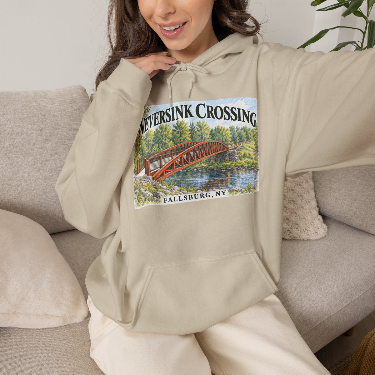 Neversink Crossing Fallsburg Catskills Upstate New York Pullover Hoodie