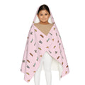 Icons of New York City Pink Hooded Kids Towel — Statue of Liberty, Pizza & Skyline Childrens Towel