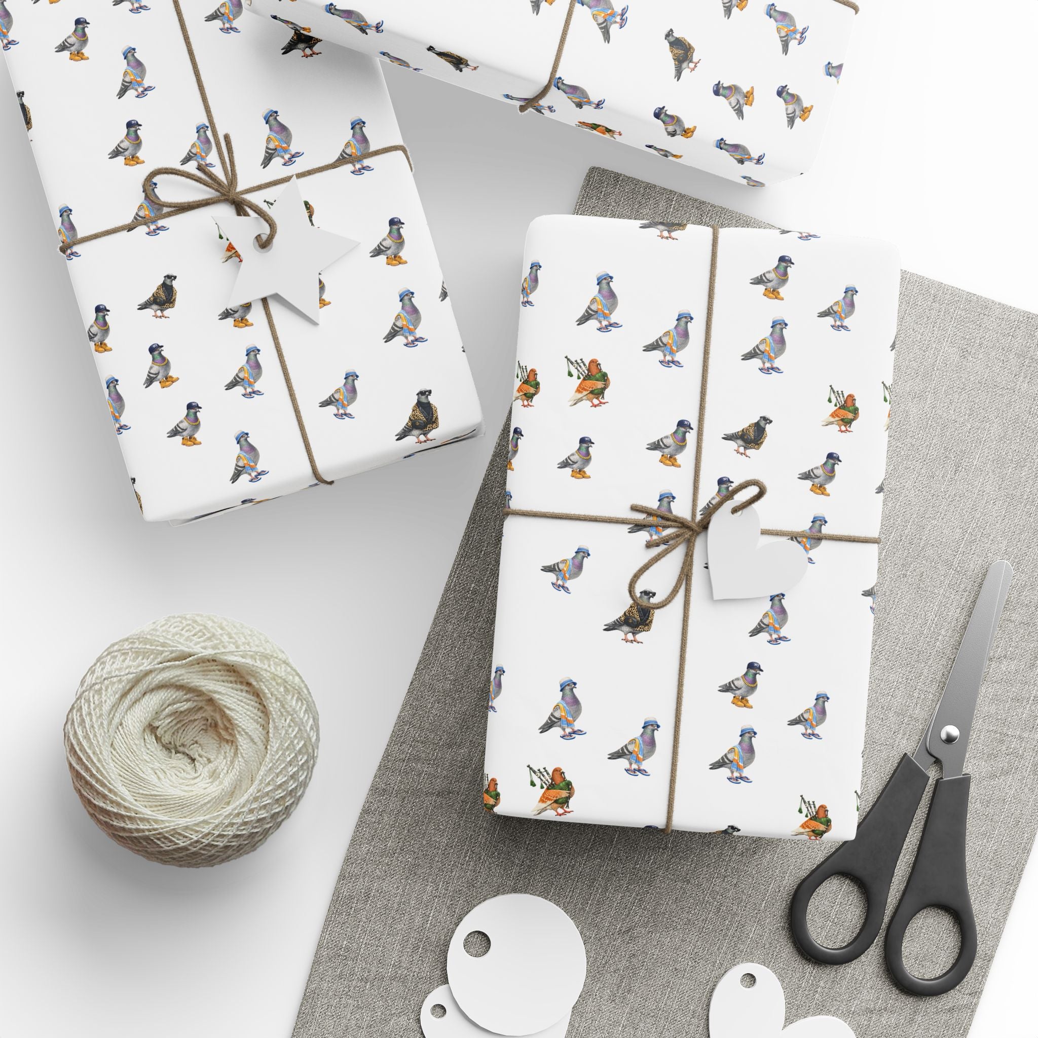 NYC Pigeons Pattern Gift Wrap Paper | Bird Lover Wrapping Paper Roll