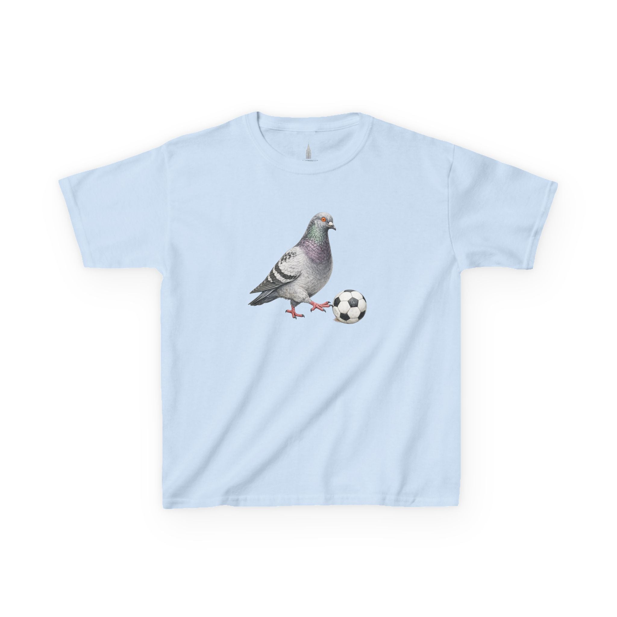 Customizable Corona NYC Pigeon Kids Soccer Tee — Cute Bird Soccer T-Shirt for Children