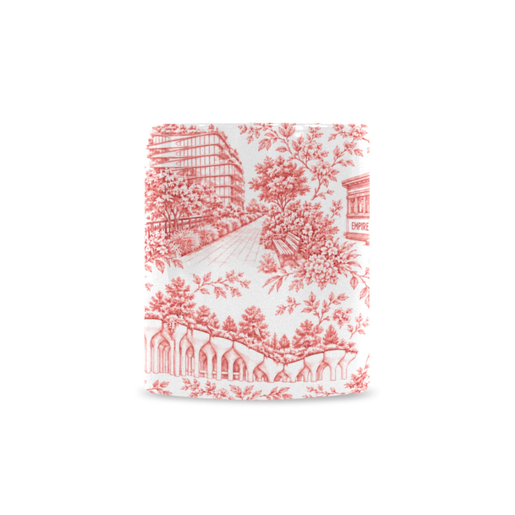 Chelsea Red Toile De Jouy Mug | Manhattan Chinoiserie Coffee Cup Custom White Mug (11oz)
