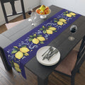 Little Italy Amalfi Blue with Lemon Table Runner – Mediterranean Blue & Yellow Dining Decor