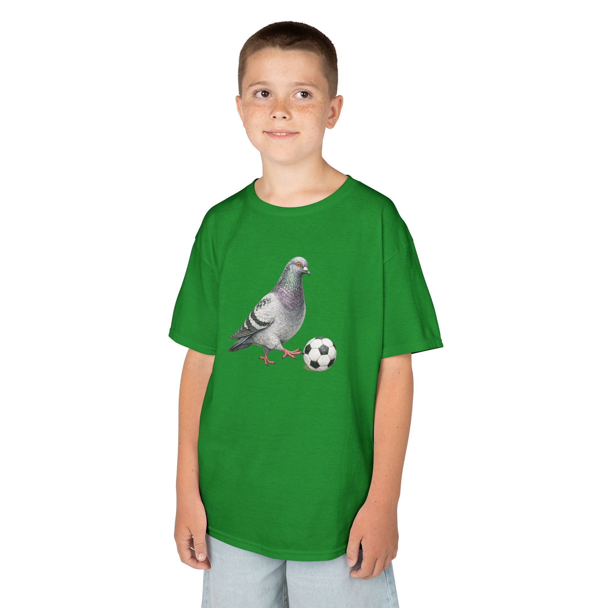 Customizable Corona NYC Pigeon Kids Soccer Tee — Cute Bird Soccer T-Shirt for Children