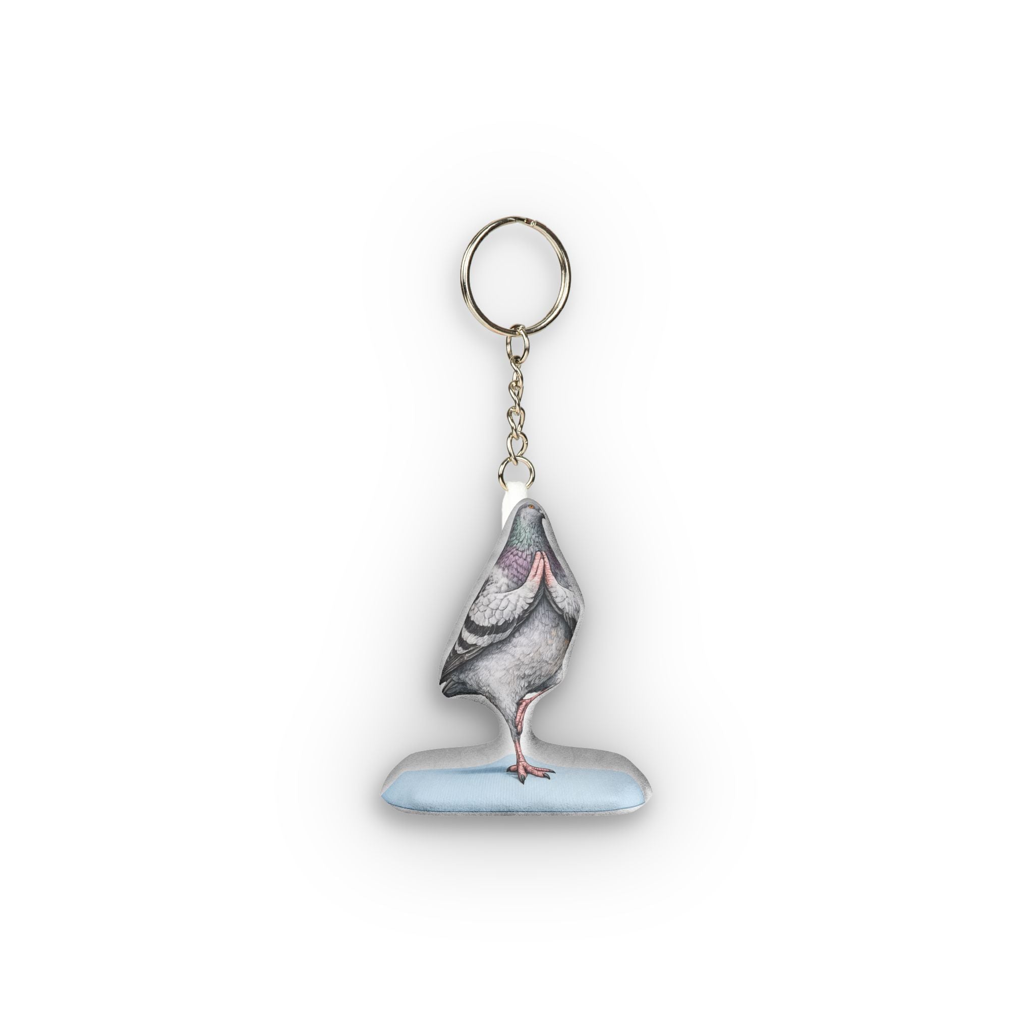 Central Park NYC Pigeon Mini Plush Keychain |  Manhattan Yoga Tree Pose Bird Lovers Plushie Bag Charm