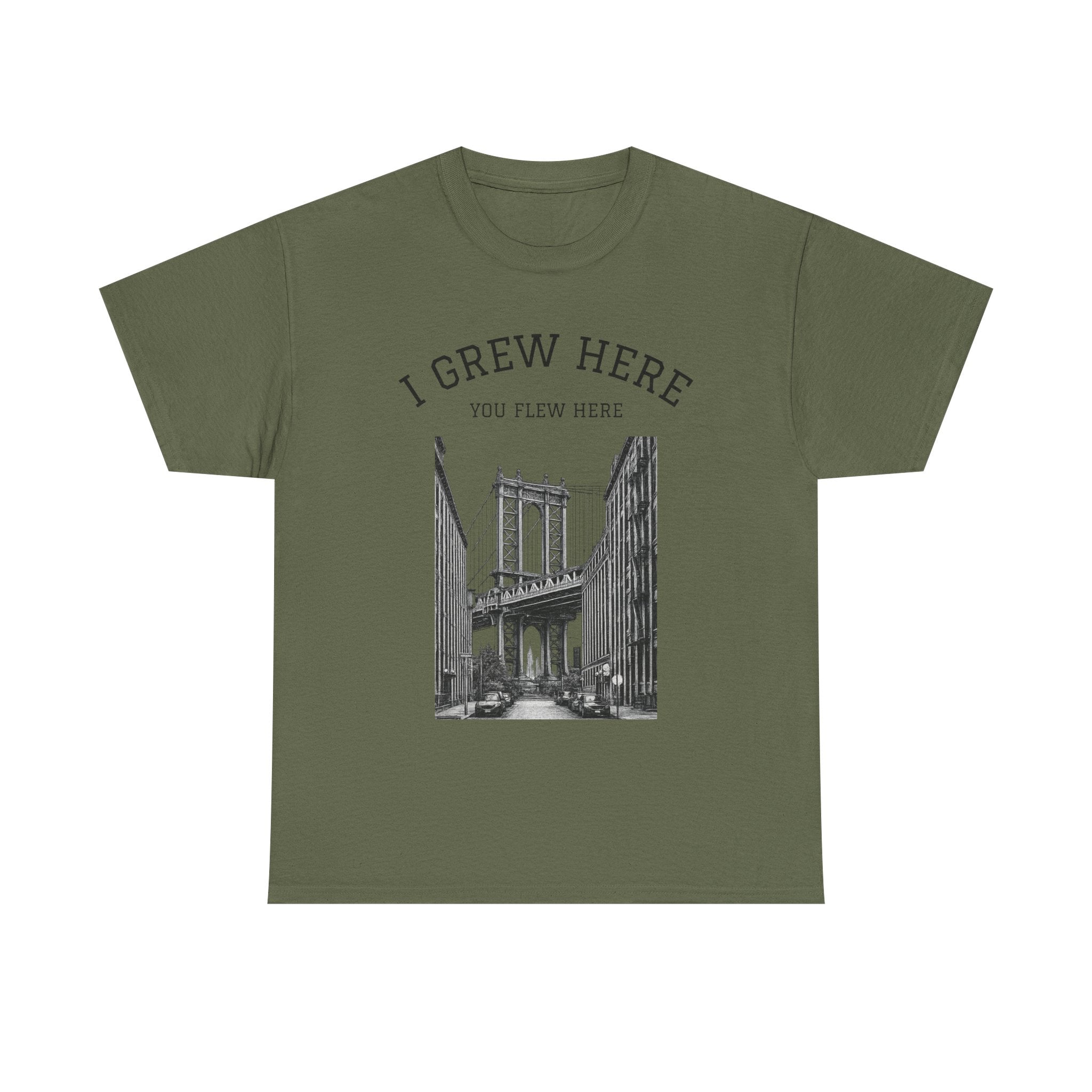 NYC DUMBO Manhattan Bridge T Shirt  I  I Grew Here You Flew Here Tee