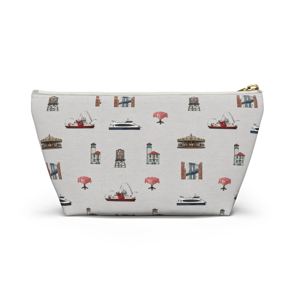 Icons of DUMBO Heather Gray Accessory Pouch — T-Bottom Makeup Bag
