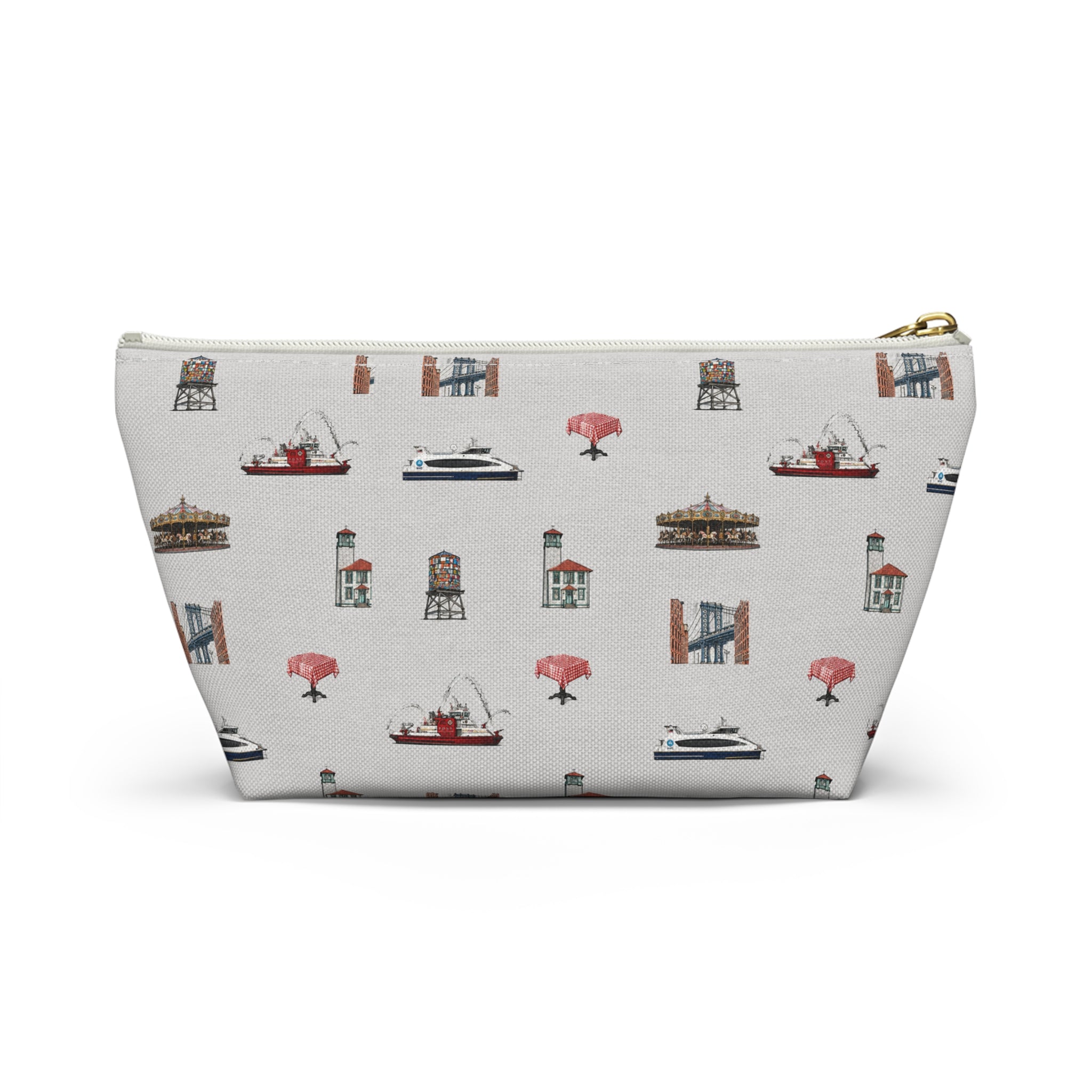 Icons of DUMBO Heather Gray Accessory Pouch — T-Bottom Makeup Bag