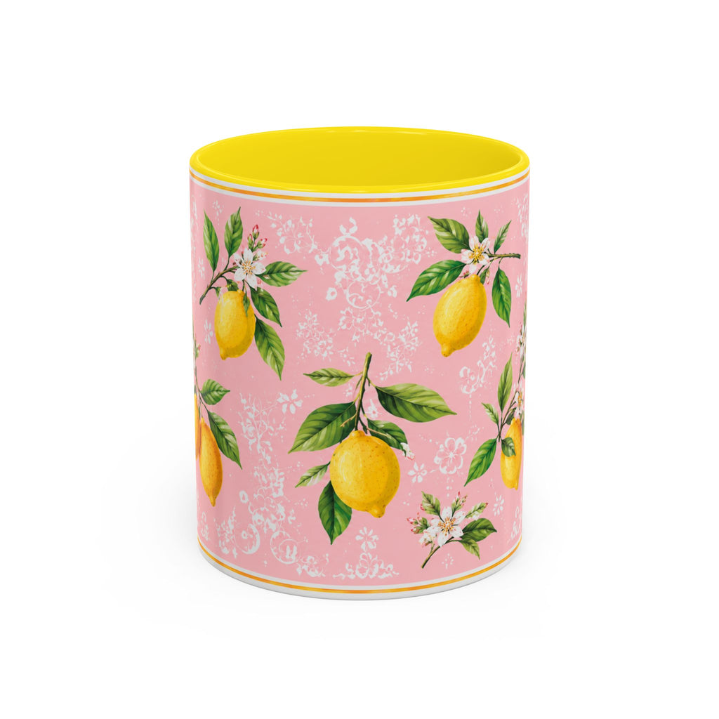 Little Italy Amalfi Pink Lemon 2 Accent Mug — La Dolce Vita Ceramic Kitchen Mug (11oz)