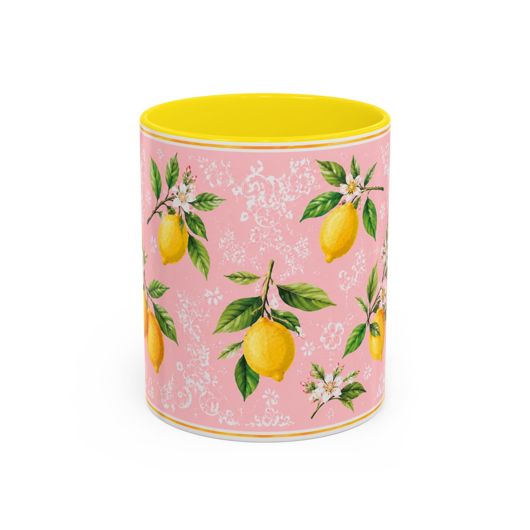 Little Italy Amalfi Pink Lemon 2 Accent Mug — La Dolce Vita Ceramic Kitchen Mug (11oz)
