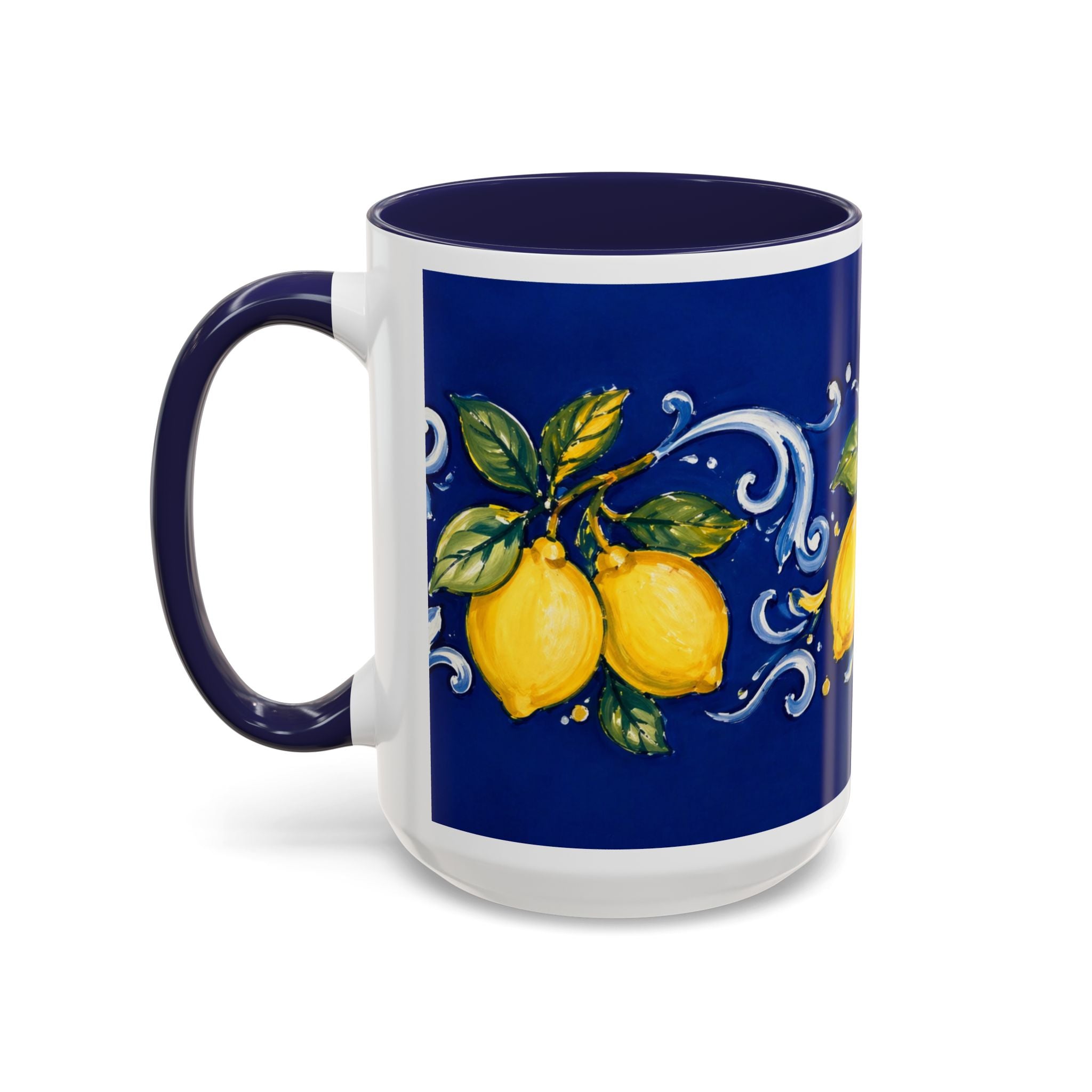 Little Italy Amalfi Blue with Lemon Mug — Blue Ceramic Kitchen Mug (11oz)