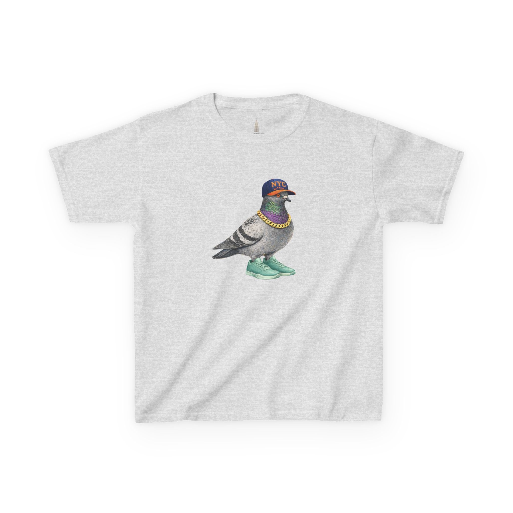 Customizable Manhattan NYC Pigeon Kid Tee —  Cute Basketball Fan Bird T-Shirt for Children