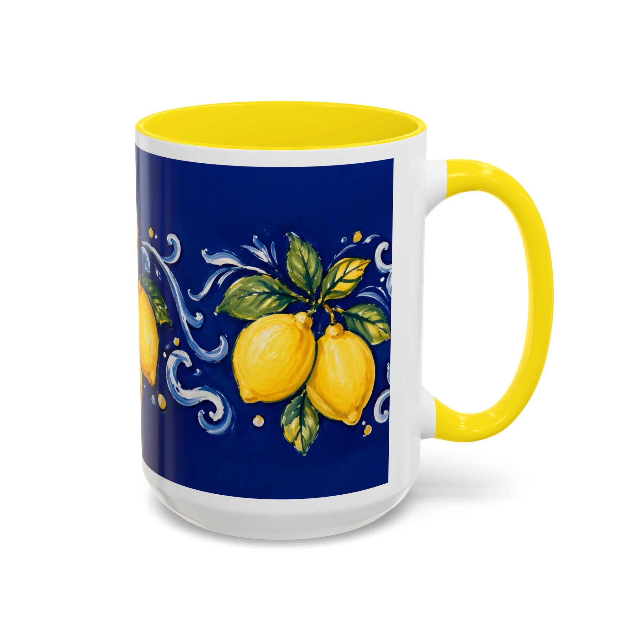 Little Italy Amalfi Blue with Lemon Mug — Blue Ceramic Kitchen Mug (11oz)