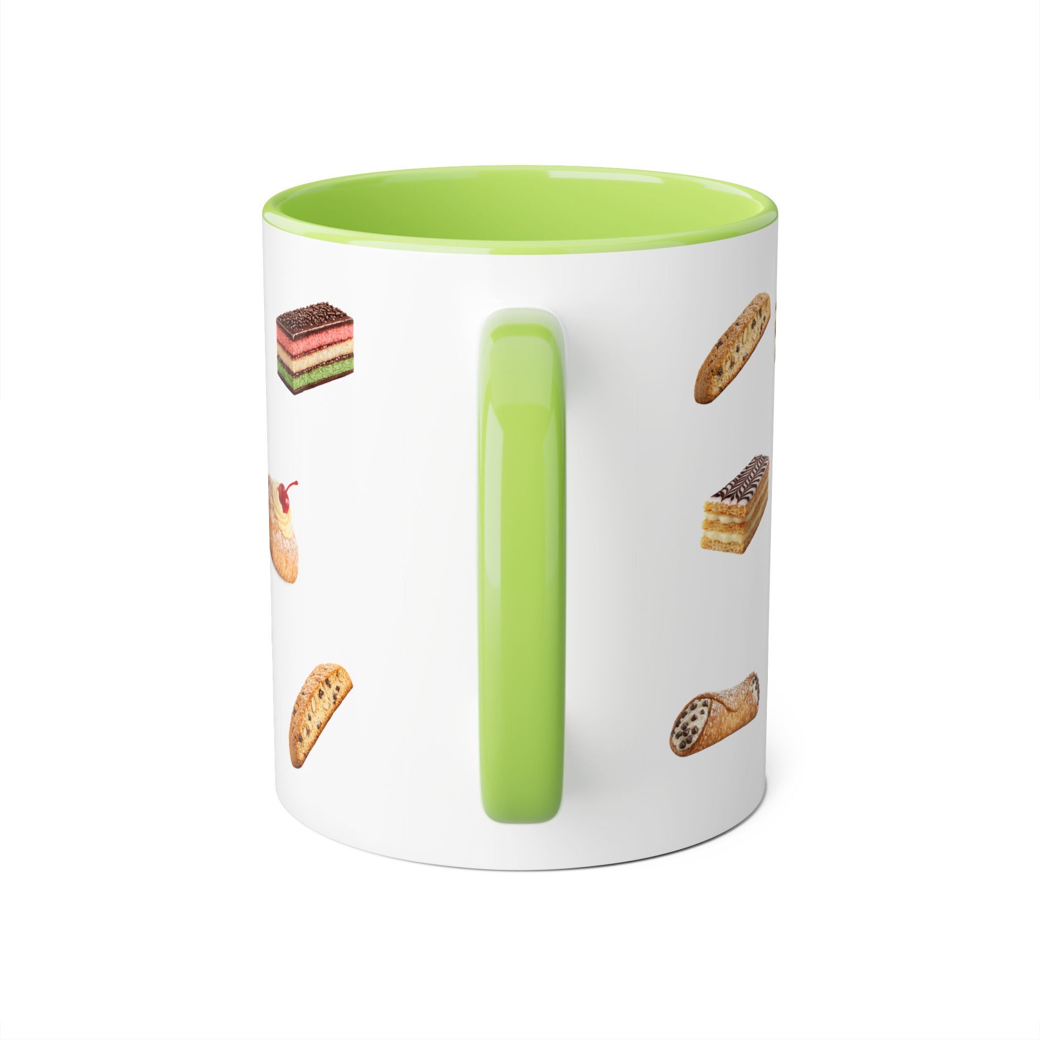 NYC Italian Bakery Pattern Mug | Cannoli Rainbow Cookie Zeppoli Tiramisu Biscotti Napoleon 11oz Ceramic Coffee Cup